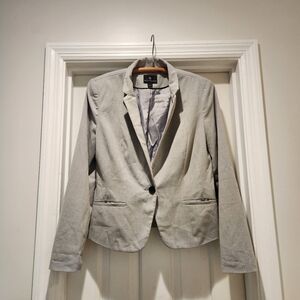 Worthington Women's Blazer Size Large Light Gray Y2K Office wear Minimalist